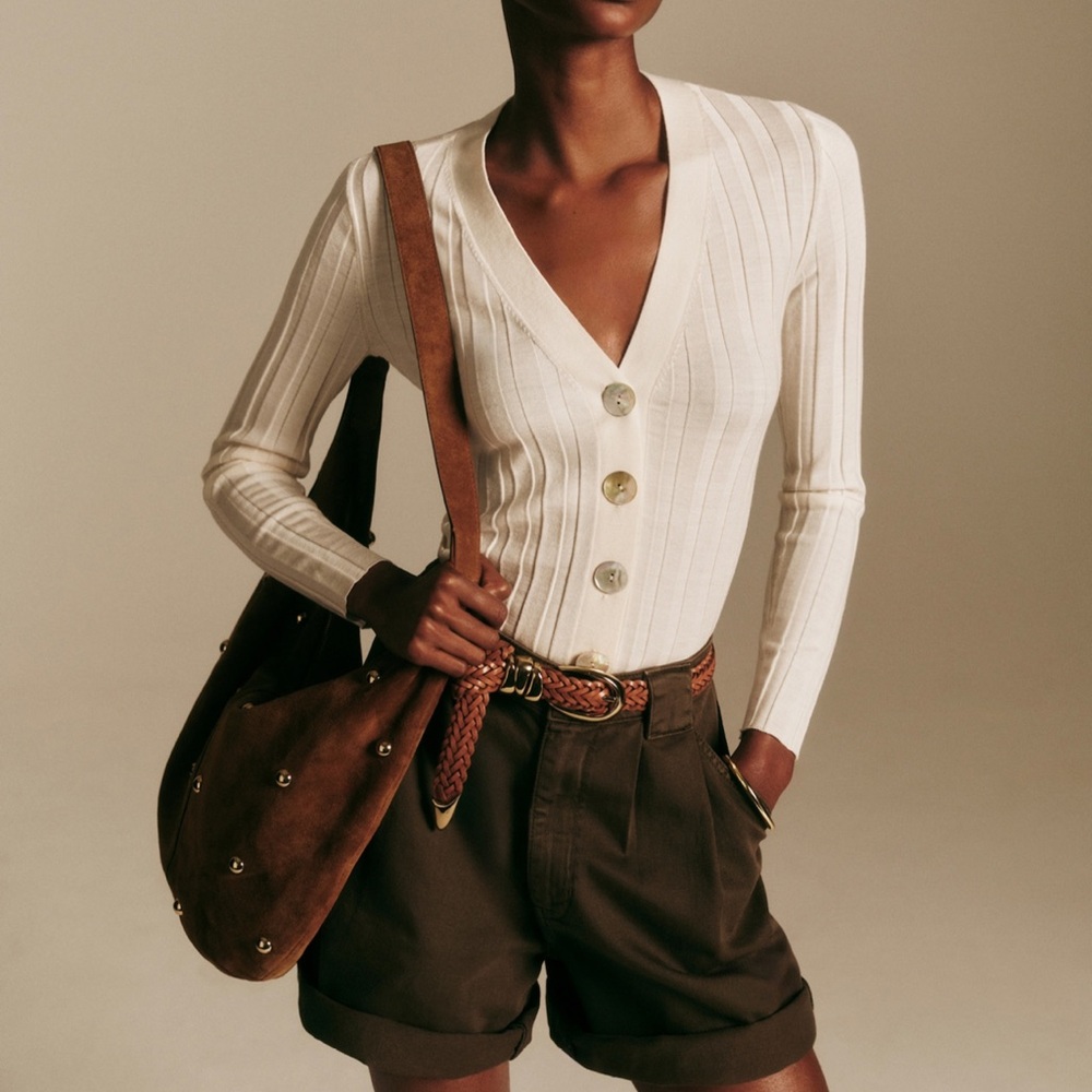 Madewell Tipped Ribbed V-Neck Cardigan